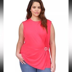 🌷Michael Kors Sleeveless Ring-Trim Top with Gold detailing, Size: XL